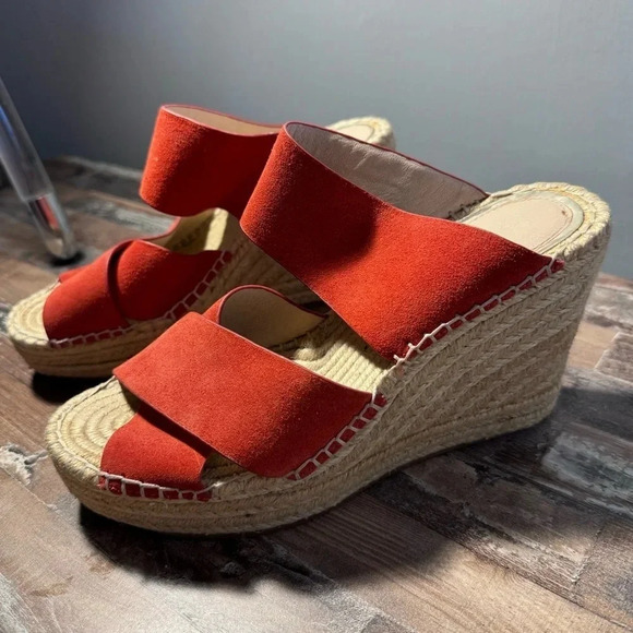 NWOT Kenneth Cole Red Strappy Braided Rope Wedge Women Size 7.5 - Picture 3 of 6